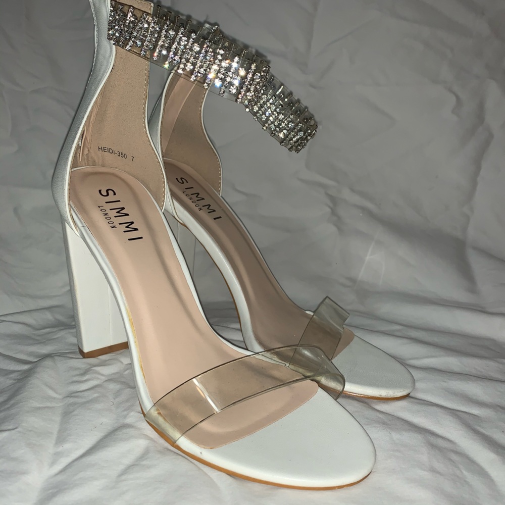 White studded heels